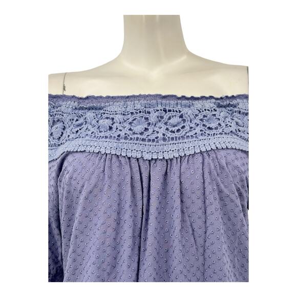 Soft Surroundings Top Womens Medium Purple Bathurst Peasant Boho Cottagecore - Picture 2 of 7